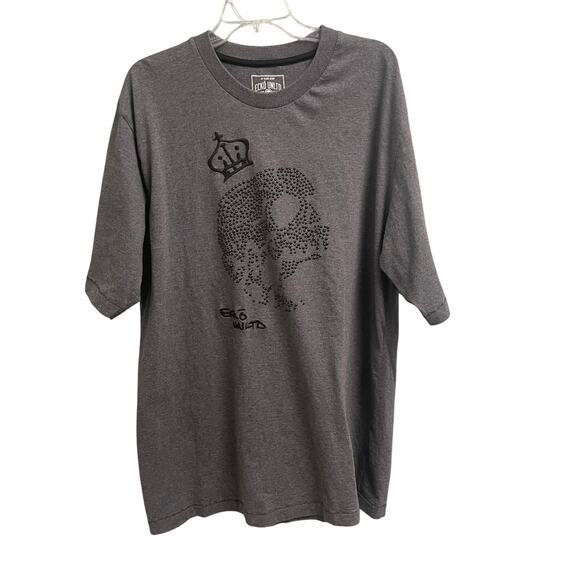Ecko Unltd Studded Skeleton Tee Mens XXL Gray Soft Wash Grunge Y2K Streetwear - Picture 1 of 5